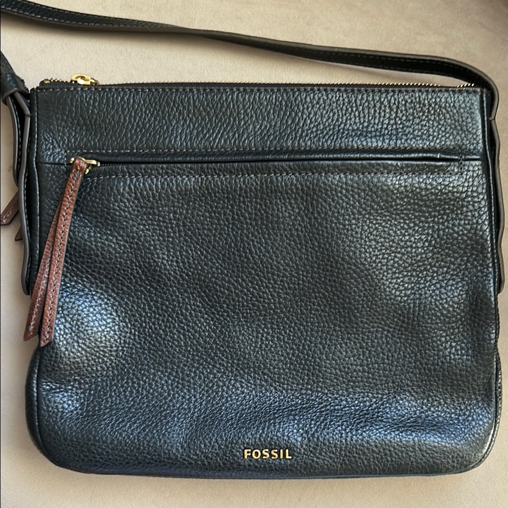 Fossil Black Leather Crossbody Bag